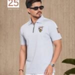 Mens Premium Zipper Polo - Sky Blue