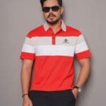 Relaxed-Fit Colorblock Short-Sleeved Polo Shirt - Persian Red