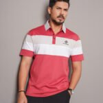 Relaxed-Fit Colorblock Short-Sleeved Polo Shirt - Deep Rose
