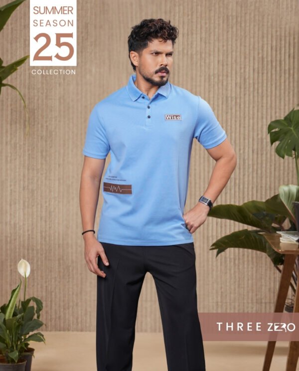 Men's Casual Half Sleeve Polo Shirt-LightBlue