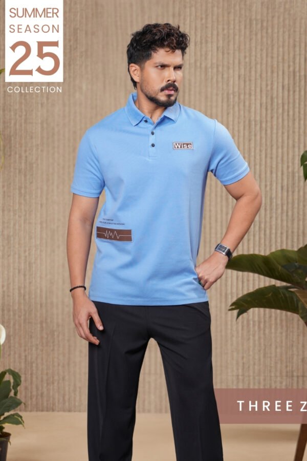 Men's Casual Half Sleeve Polo Shirt-LightBlue