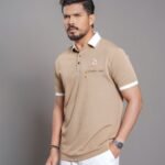 Mens Walnut Brown Polo Shirt - Pastel Grey