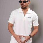 Mens Zipper Polo - White