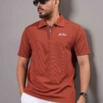 Mens Zipper Polo - Clay