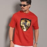 Premium Embroidered Ferrari T-Shirt - Persian Red