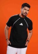Men Solid Round Neck Black T-Shirt