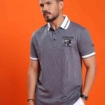 Collared Short Sleeves Polo T-shirt - Purplish Grey