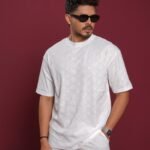 Mens Preminum Jacquard Dropshoulder - White