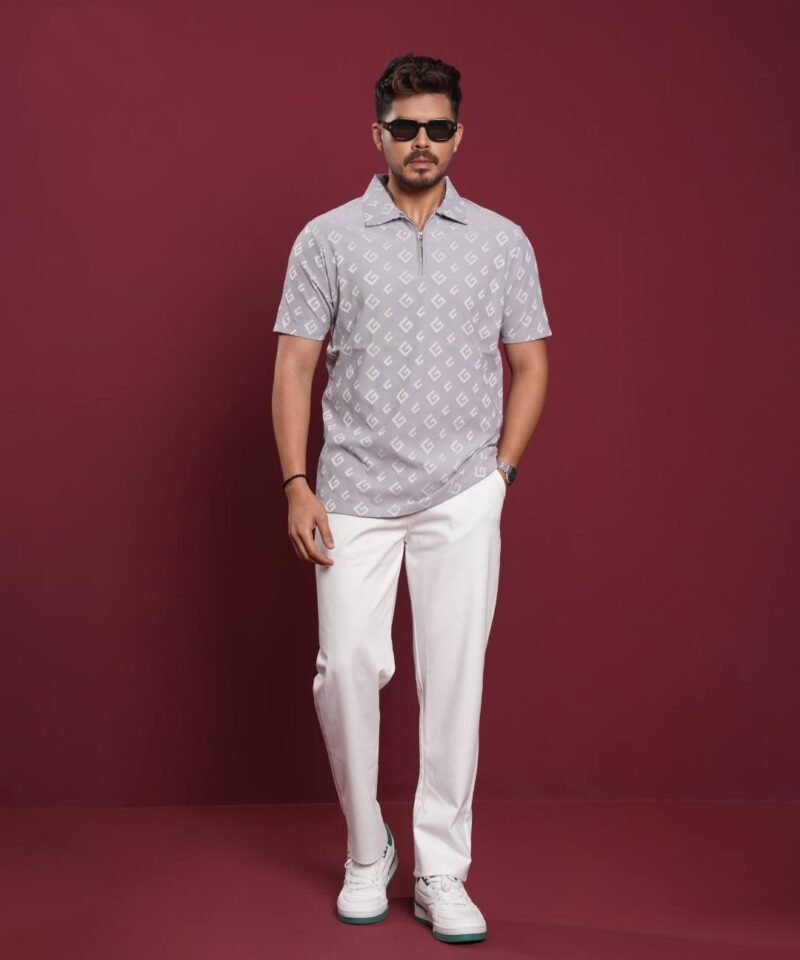 Premium Zipper Polo For Men | Cloud - Image 4