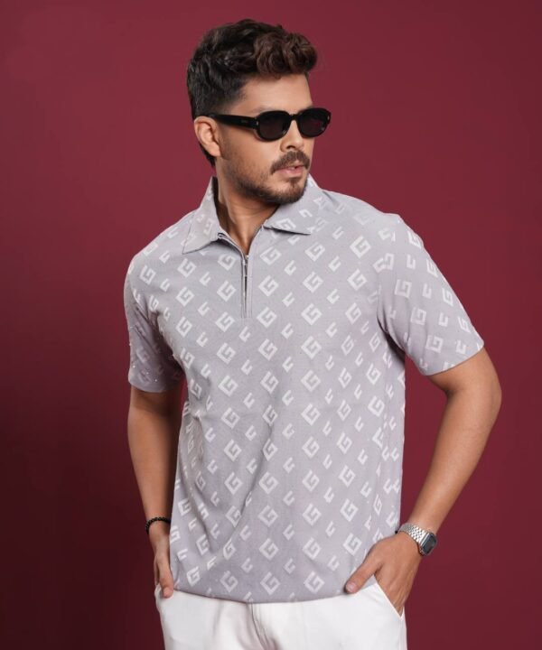 zipper polo shirt