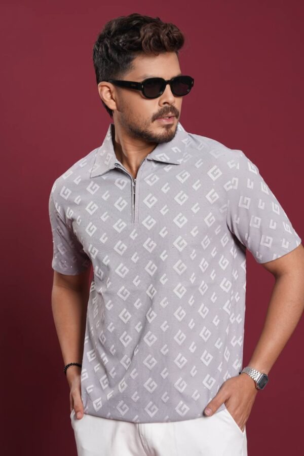 zipper polo shirt