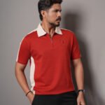 Regular Fit Colourblock Polo T-Shirt | XS - Thunderbird