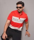 Colour Block Short Sleeve Cut & Sew Polo Shirt