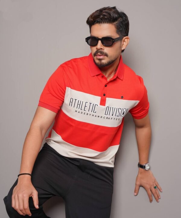 Colour Block Short Sleeve Cut & Sew Polo Shirt - Image 3