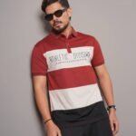 Colour Block Short Sleeve Cut & Sew Polo Shirt - Cumin
