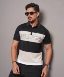 Colour Block Short Sleeve Cut & Sew Polo Shirt