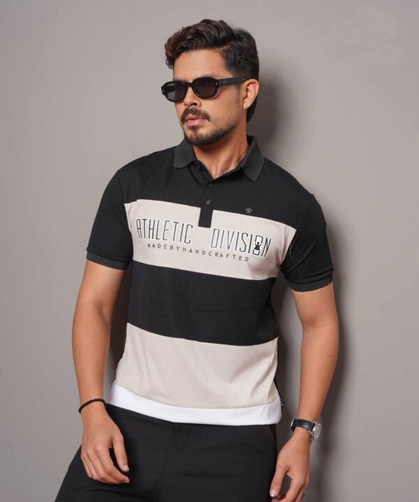 Colour Block Short Sleeve Cut & Sew Polo Shirt - Image 4