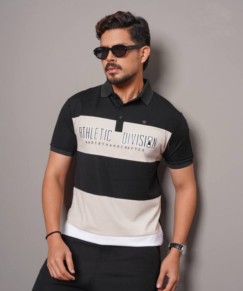 Colour Block Short Sleeve Cut & Sew Polo Shirt - Image 4