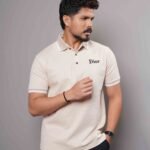 Polo Shirt In Cotton Piqué With Dior Logo - Pearl Bush