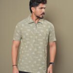 Mens Preminum Jacquard Polo - Olive