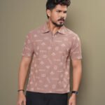 Mens Preminum Jacquard Polo - Rose Taupe