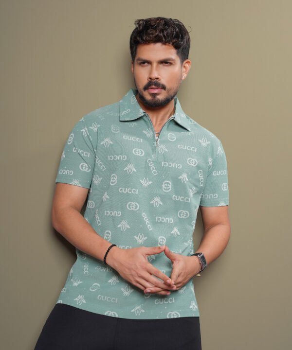 Mens Preminum Jacquard Polo - Image 4