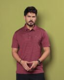 Men Blue Stripe Neck Collar Polo Shirt