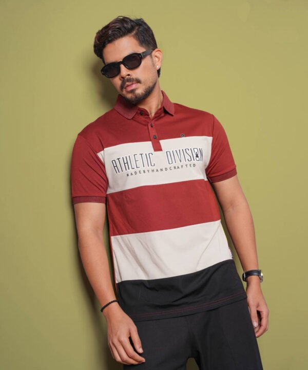 Colour Block Short Sleeve Cut & Sew Polo Shirt
