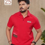 Men's Casual Half Sleeve Polo Shirt-LightBlue - Persian Red