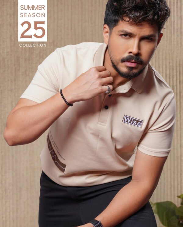 Men's Casual Half Sleeve Polo Shirt-LightBlue - Image 5
