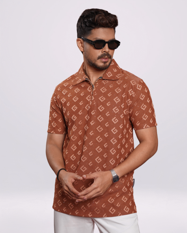 zipper polo shirt