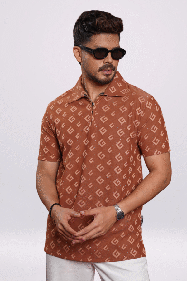zipper polo shirt