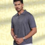 V-Neck Polo Shirt - Plain ash