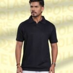 V-Neck Polo Shirt - Black