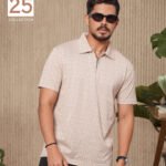 Men’s Zigzag Pattern Knit Polo in Green - Pastel Grey