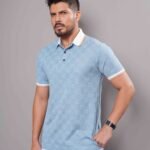 Men's Green GG-Monogram Silk Polo - Baby Blue
