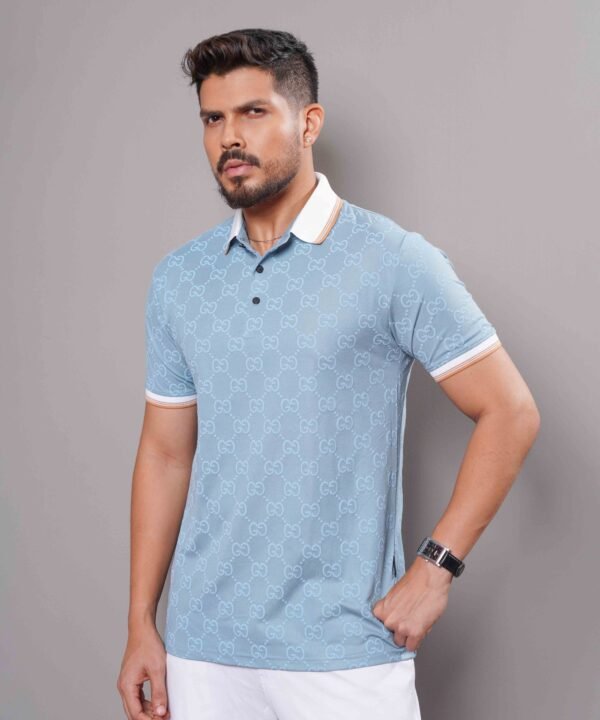 Men's Green GG-Monogram Silk Polo - Image 2