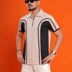 Colour Blocked Polo T-Shirt - Pastel Grey
