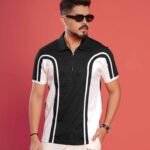Colour Blocked Polo T-Shirt - Black