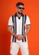 Vertical Striped Polo Shirt