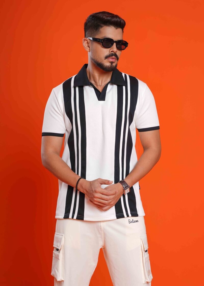 Vertical Striped Polo Shirt - Image 6