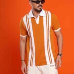 Vertical Striped Polo Shirt - Bronze
