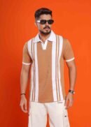 Vertical Striped Polo Shirt