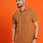 Men Printed Half Sleeves Polo - Bronze