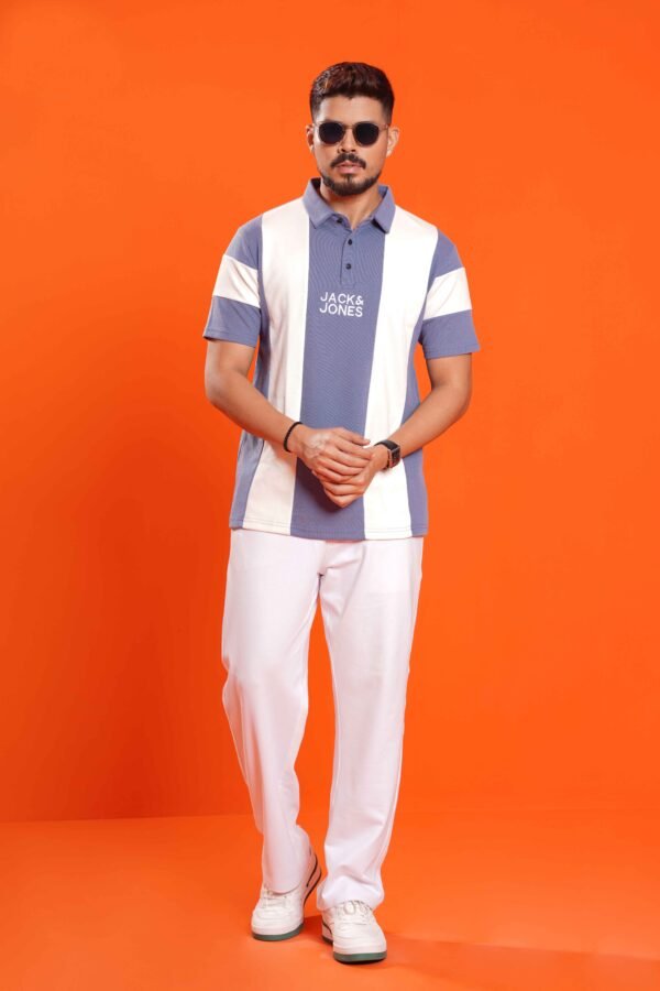 men's vertical stripe polo shirt