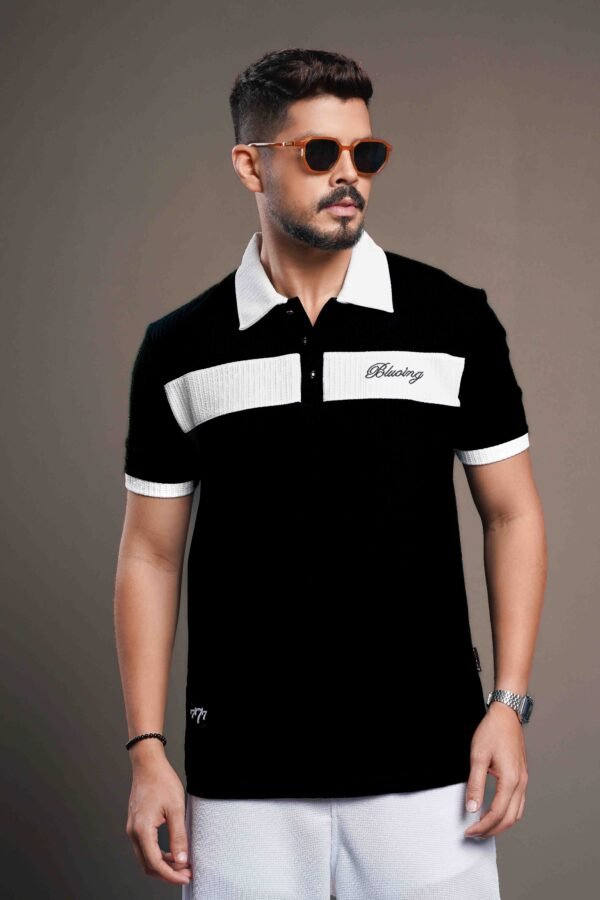 popcorn fabric polo shirt