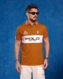 Men Colorblock Neck Cotton Blend Polo Shirt