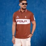 Men Colorblock Neck Cotton Blend Polo Shirt - Sanguine Brown