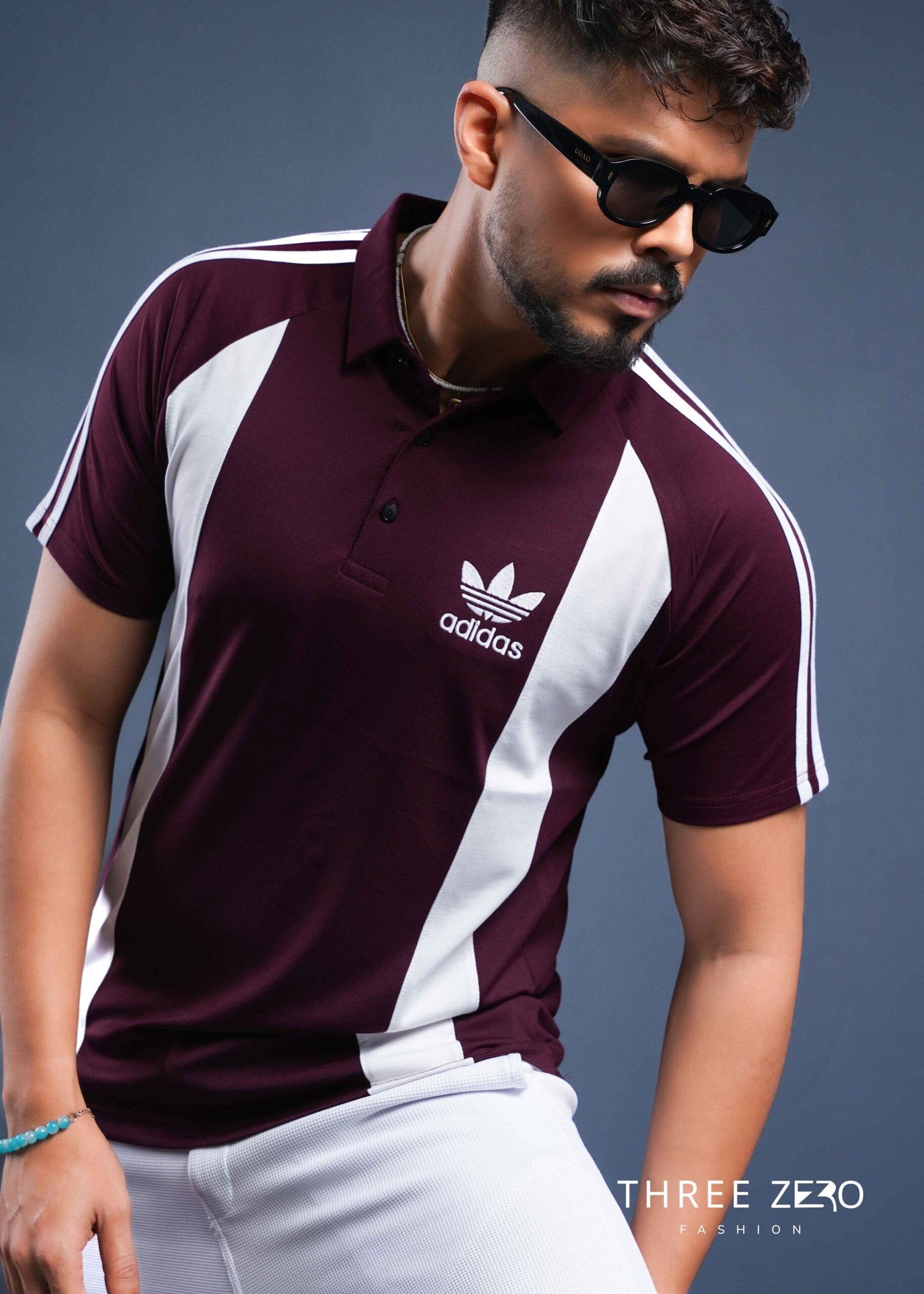 Men Striped Polo Neck Pure Cotton T-Shirt