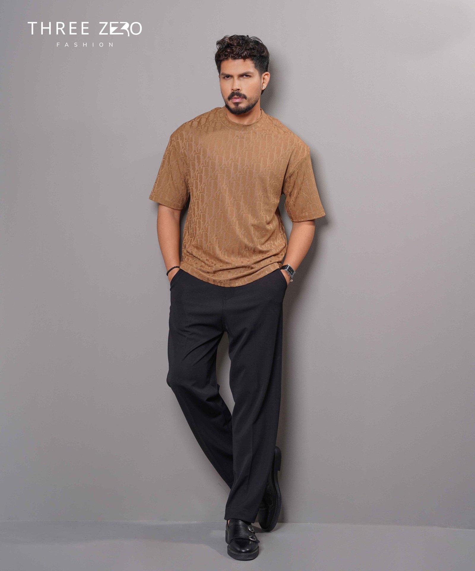 Premium Drop Shoulder Jacquard T-Shirt - Image 2